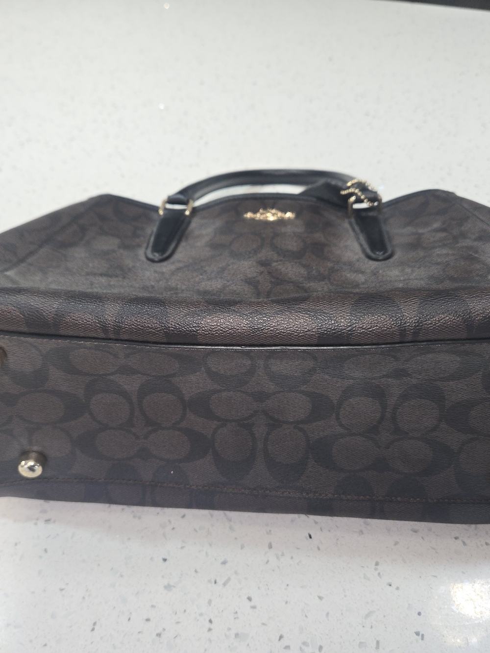 Coach Brown Signature Canvas Satchel - Picture 9 of 10